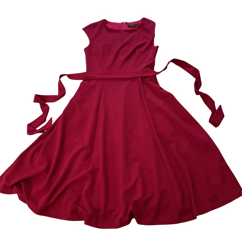 Dress Tells Womens Red Fit and Flare Sleeveless Cocktail Party‎ Dress Size M